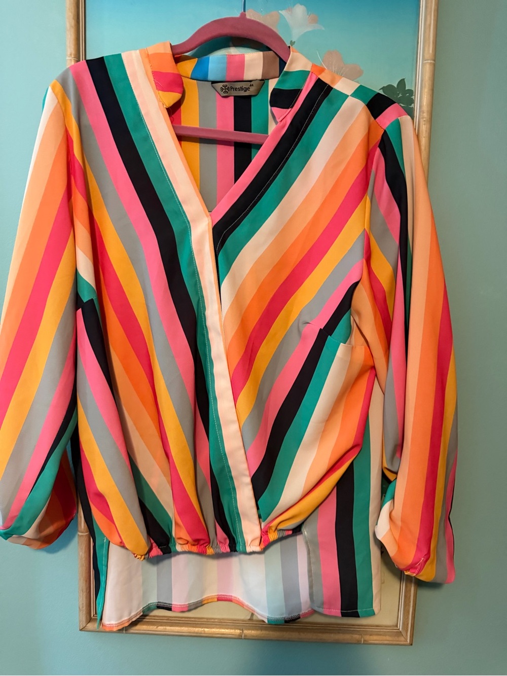 Bright Multi-Stripe V-Neck Blouse - Premier